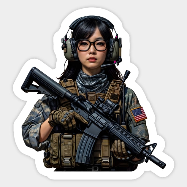 Tactical Girl Sticker by Rawlifegraphic